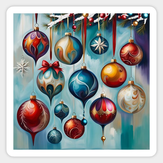 Painterly Christmas Tree Ornaments Sticker by LittleBean